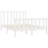 NNEVL Bed Frame White Solid Wood 153x203 cm Queen Size