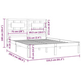 NNEVL Bed Frame Solid Wood Pine 153x203 cm Queen Size