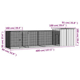 NNEVL Chicken Cage Anthracite 400x91x100 cm Galvanised Steel