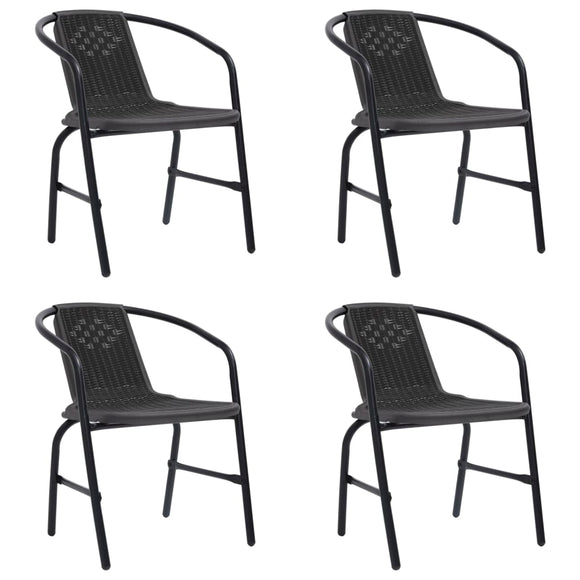 NNEVL Garden Chairs 4 pcs Plastic Rattan and Steel 110 kg