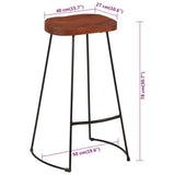NNEVL Gavin Bar Stools 2 pcs 50x40x78 cm Solid Wood Mango