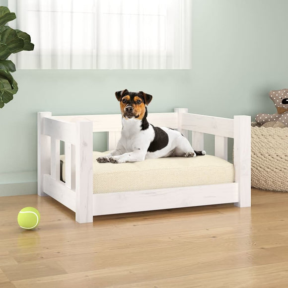 NNEVL Dog Bed White 55.5x45.5x28 cm Solid Wood Pine
