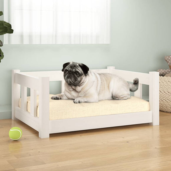 NNEVL Dog Bed White 65.5x50.5x28 cm Solid Wood Pine