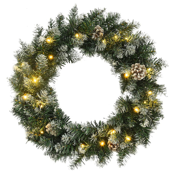 NNEVL Christmas Wreath with LED Lights Green 45 cm PVC
