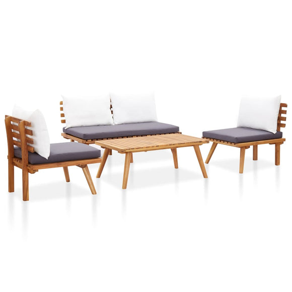NNEVL 4 Piece Garden Lounge Set with Cushions Solid Wood Acacia