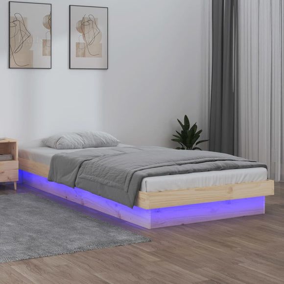 NNEVL LED Bed Frame 92x187 cm Single Bed Size Solid Wood