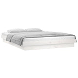 NNEVL LED Bed Frame White 137x187 Double Size Solid Wood
