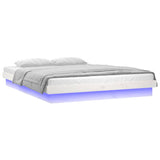 NNEVL LED Bed Frame White 137x187 Double Size Solid Wood