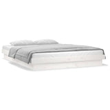 NNEVL LED Bed Frame White 137x187 Double Size Solid Wood