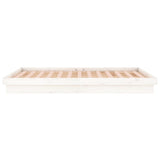 NNEVL LED Bed Frame White 137x187 Double Size Solid Wood