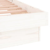 NNEVL LED Bed Frame White 137x187 Double Size Solid Wood