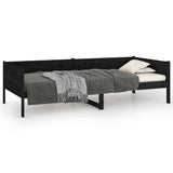 NNEVL Day Bed Black Solid Wood Pine 92x187 cm Single Bed Size