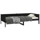 NNEVL Day Bed Black Solid Wood Pine 92x187 cm Single Bed Size