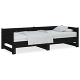 NNEVL Pull-out Day Bed Black Solid Wood Pine 2x(92x187) cm