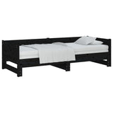 NNEVL Pull-out Day Bed Black Solid Wood Pine 2x(92x187) cm