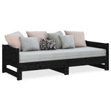NNEVL Pull-out Day Bed Black Solid Wood Pine 2x(92x187) cm