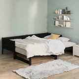 NNEVL Pull-out Day Bed Black Solid Wood Pine 2x(92x187) cm