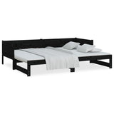 NNEVL Pull-out Day Bed Black Solid Wood Pine 2x(92x187) cm