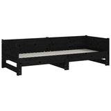 NNEVL Pull-out Day Bed Black Solid Wood Pine 2x(92x187) cm
