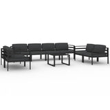 NNEVL 9 Piece Garden Lounge Set with Cushions Aluminium Anthracite