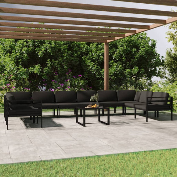 NNEVL 11 Piece Garden Lounge Set with Cushions Aluminium Anthracite
