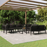 NNEVL 10 Piece Garden Lounge Set with Cushions Aluminium Anthracite