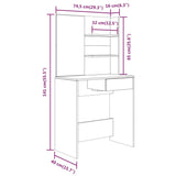 NNEVL Dressing Table with Mirror Sonoma Oak 74.5x40x141 cm