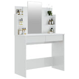 NNEVL Dressing Table with Mirror High Gloss White 96x40x142 cm