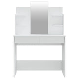 NNEVL Dressing Table with Mirror High Gloss White 96x40x142 cm