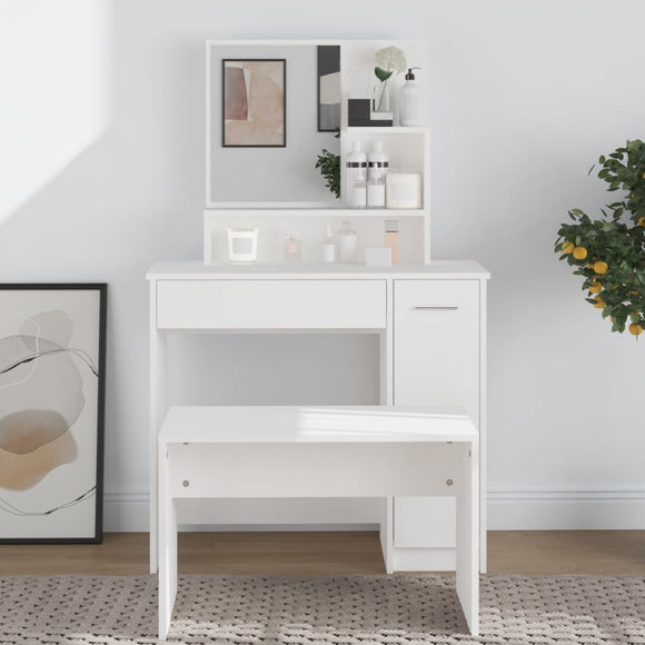 NNEVL Dressing Table with Mirror White 86.5x35x136 cm