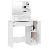 NNEVL Dressing Table with Mirror High Gloss White 86.5x35x136 cm