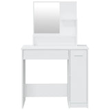 NNEVL Dressing Table with Mirror High Gloss White 86.5x35x136 cm