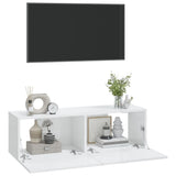 NNEVL Wall TV Cabinets 2 pcs High Gloss White 100x30x30 cm Engineered Wood