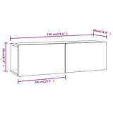 NNEVL Wall TV Cabinets 2 pcs High Gloss White 100x30x30 cm Engineered Wood