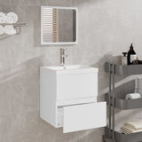 NNEVL Bathroom Cabinet with Mirror White Engineered Wood