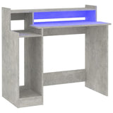 NNEVL Desk with LED Lights Concrete Grey 97x45x90 cm Engineered Wood