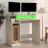 NNEVL Desk with LED Lights Concrete Grey 97x45x90 cm Engineered Wood