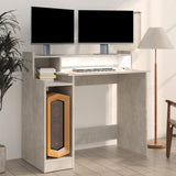 NNEVL Desk with LED Lights Concrete Grey 97x45x90 cm Engineered Wood