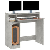 NNEVL Desk with LED Lights Concrete Grey 97x45x90 cm Engineered Wood