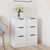 NNEVL Sideboards 2 pcs High Gloss White 30x30x70 cm Engineered Wood