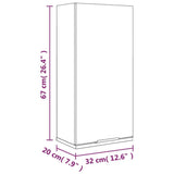 NNEVL Wall-mounted Bathroom Cabinet High Gloss White 32x20x67 cm