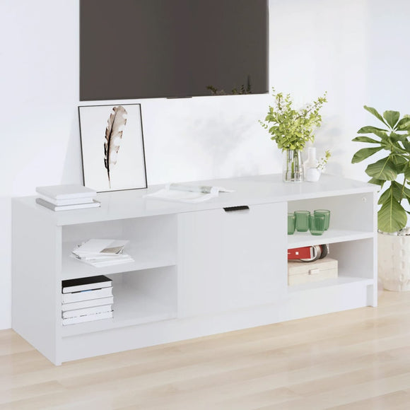NNEVL TV Cabinet High Gloss White 102x35.5x36.5 cm Engineered Wood