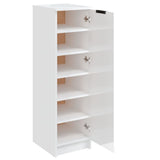 NNEVL Shoe Cabinet High Gloss White 30x35x100 cm Engineered Wood