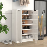 NNEVL Shoe Cabinet High Gloss White 59x35x100 cm Engineered Wood