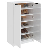 NNEVL Shoe Cabinet High Gloss White 59x35x100 cm Engineered Wood