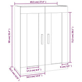 NNEVL Wall Cabinet High Gloss White 69.5x32.5x90 cm Engineered Wood
