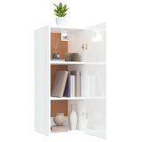 NNEVL Hanging Wall Cabinet High Gloss White 34.5x34x90 cm Engineered Wood