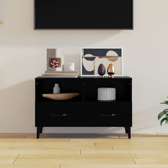 NNEVL TV Cabinet Black 80x36x50 cm Engineered Wood