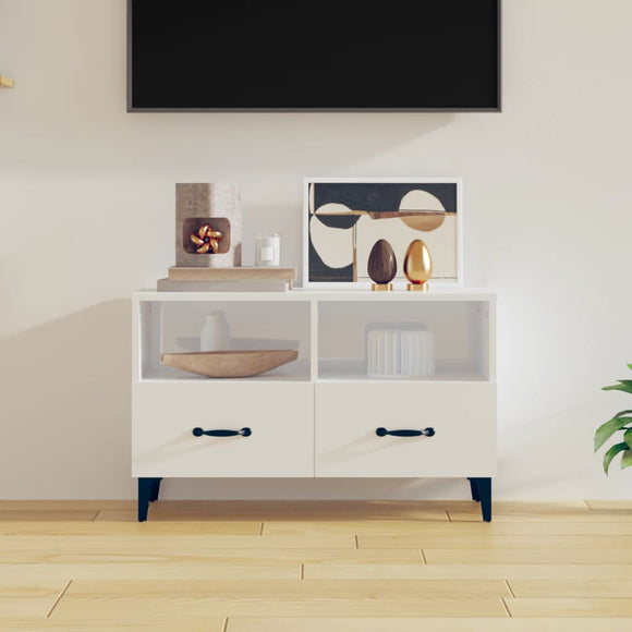 NNEVL TV Cabinet High Gloss White 80x36x50 cm Engineered Wood