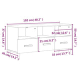 NNEVL TV Cabinet White 102x36x50 cm Engineered Wood